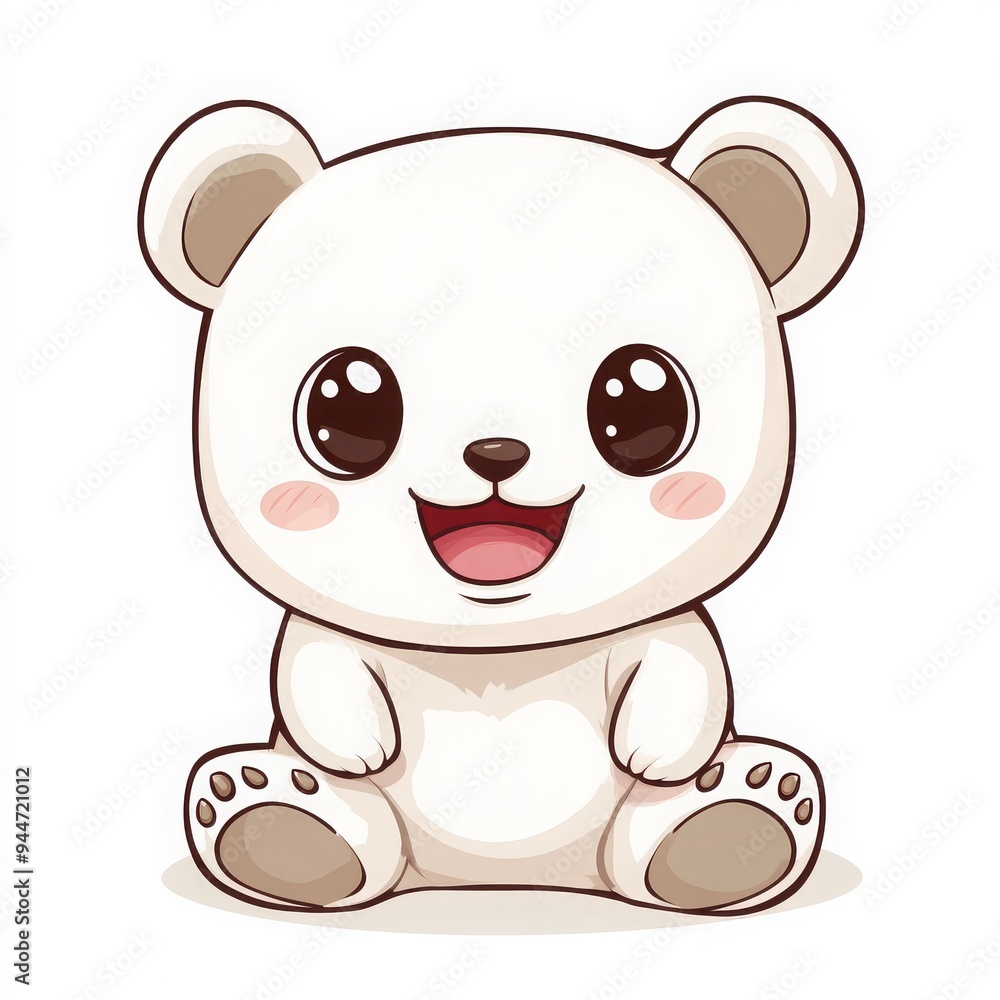 Fototapeta premium Cute Kawaii Bear Clipart | Hand-Drawn Bear Graphics for Scrapbooking and Crafts