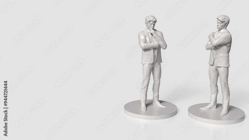 The two white Business man figure on white background 3d rendering. The two white Business man figure on white background 3d rendering.