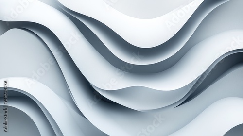 Abstract wave lines in shades of grey and white featuring a paper texture and a 3D effect