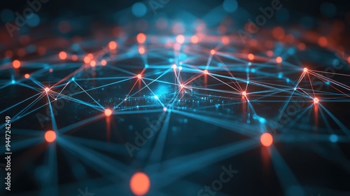 Abstract network of interconnected lines and nodes depicting digital communication and technology concepts in a vibrant and modern design