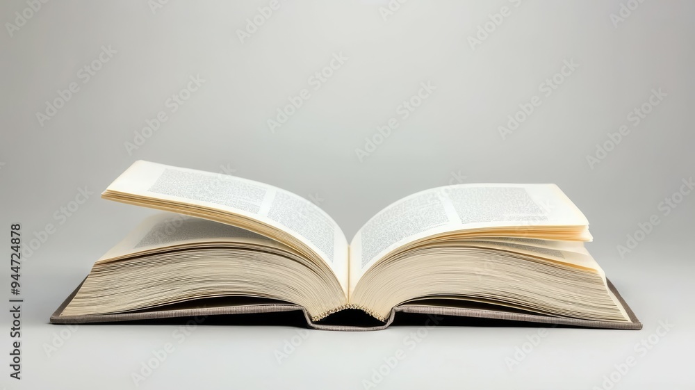 A book is open to a page with a white background A book is open to a page with a white background