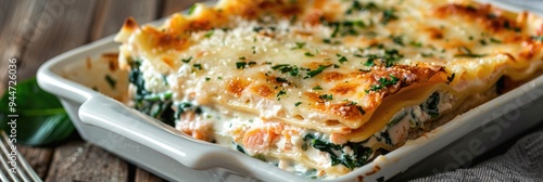 Creamy Bechamel and Parmesan Cheese Salmon Lasagna photo