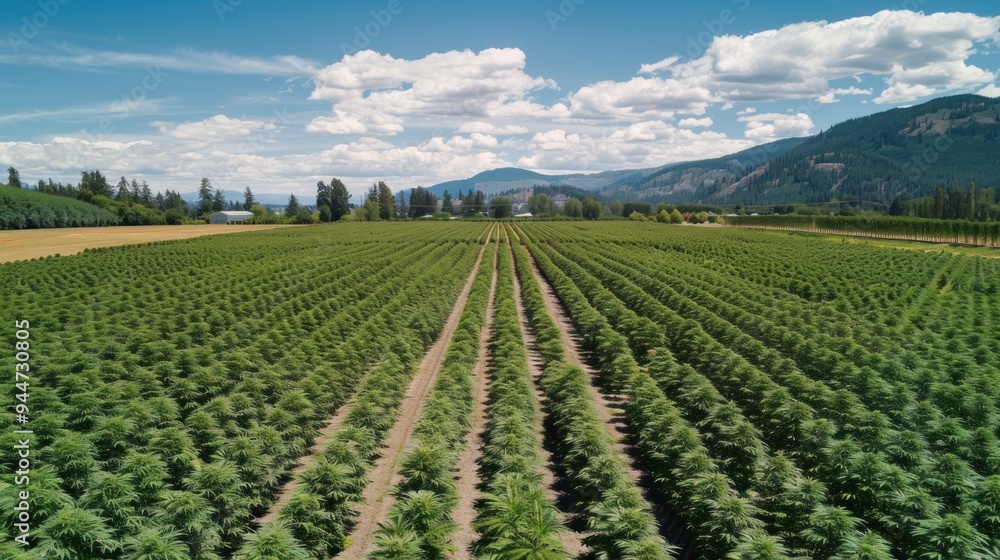 Aerial View of a Hemp Field in a Mountainous Valley Aerial View of a Hemp Field in a Mountainous Valley