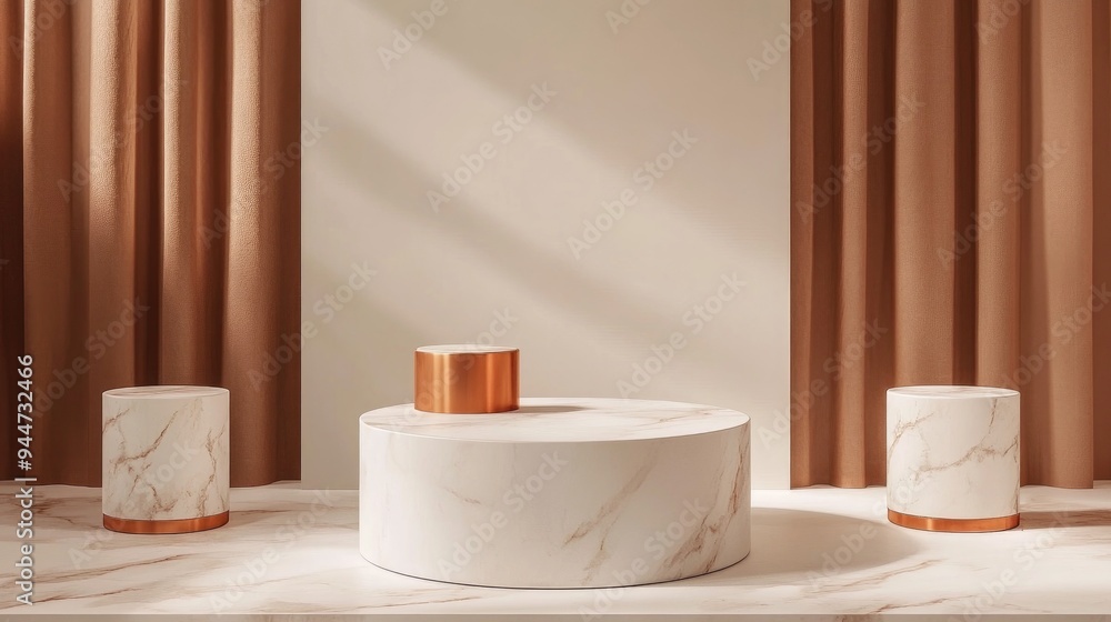 3D rendered abstract pedestal and cylinder display for product presentation 3D rendered abstract pedestal and cylinder display for product presentation