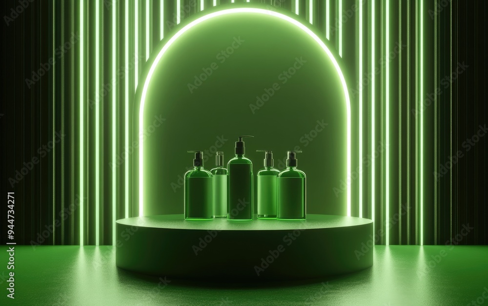 3D render of a pedestal display for showcasing green products 3D render of a pedestal display for showcasing green products