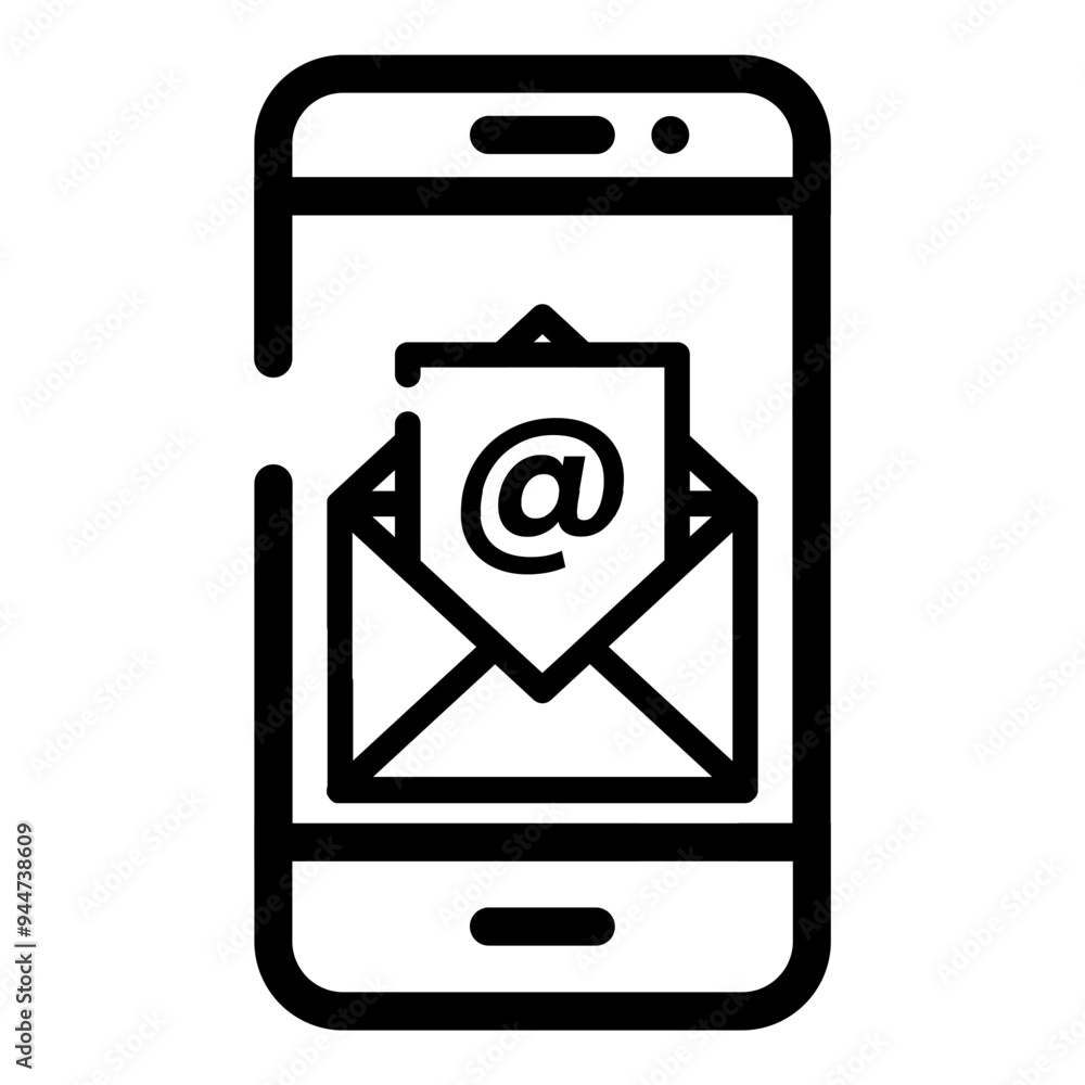 Line art email icon logo vector illustration design, for smartphone features theme design Line art email icon logo vector illustration design, for smartphone features theme design