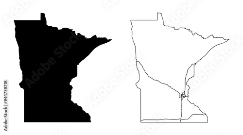 Minnesota State Border With Interstate Highway Lines