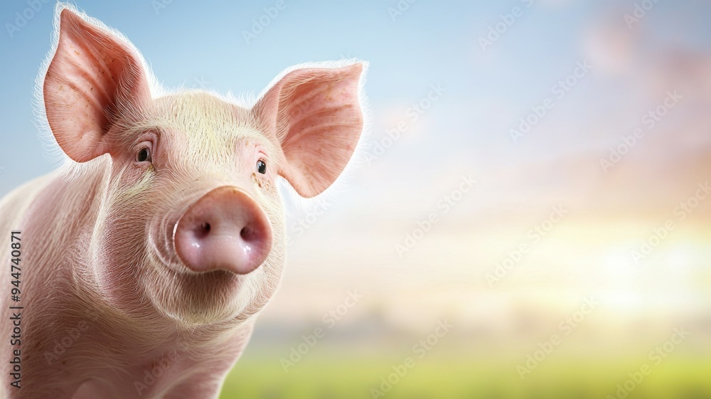 A pig is looking at the camera with its mouth open A pig is looking at the camera with its mouth open