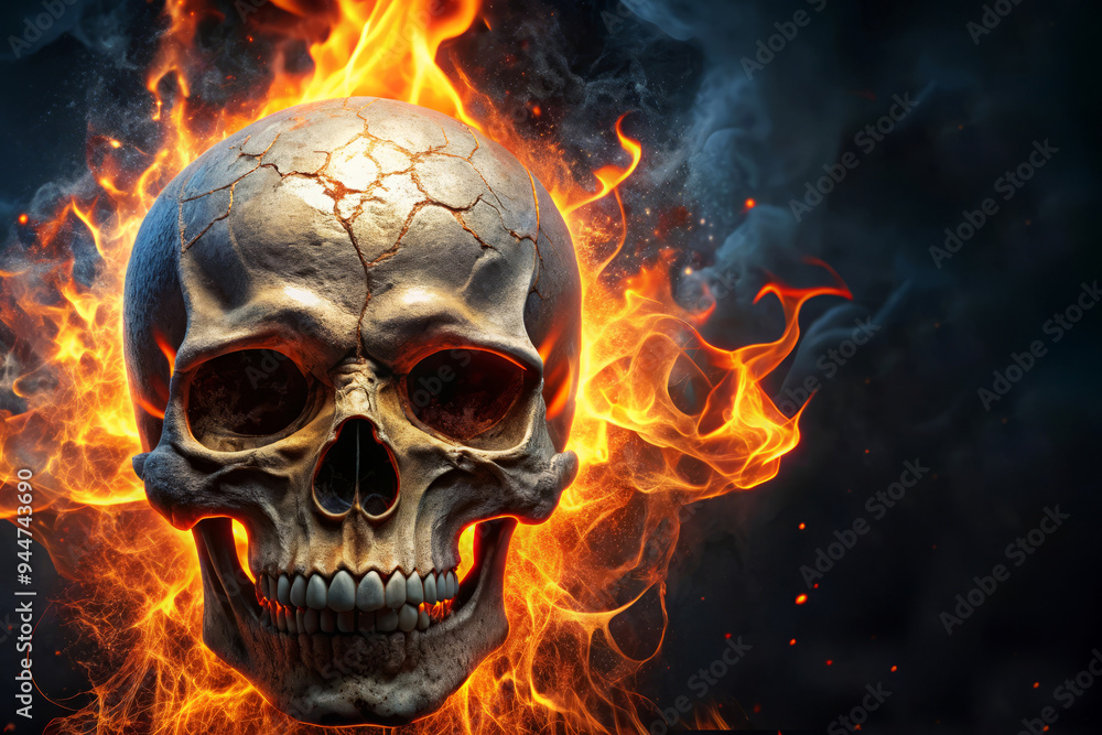 Flaming Skull, Hellfire, Burning Skull, Skull In Flames. Flaming Skull, Hellfire, Burning Skull, Skull In Flames.