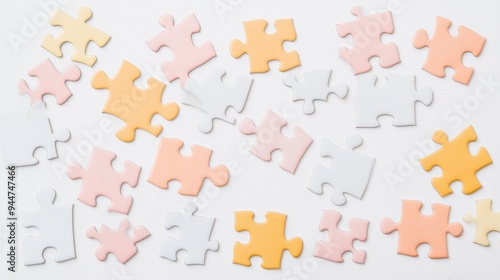 Colorful Jigsaw Puzzle Pieces on White Background