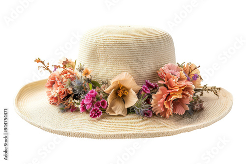 Straw Hat with Flowers