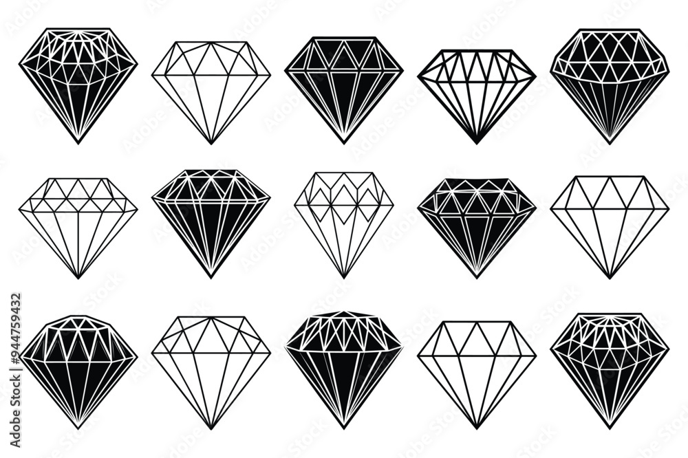 Elegant Diamond Icon. Isolated Vector Illustration. Elegant Diamond Icon. Isolated Vector Illustration.