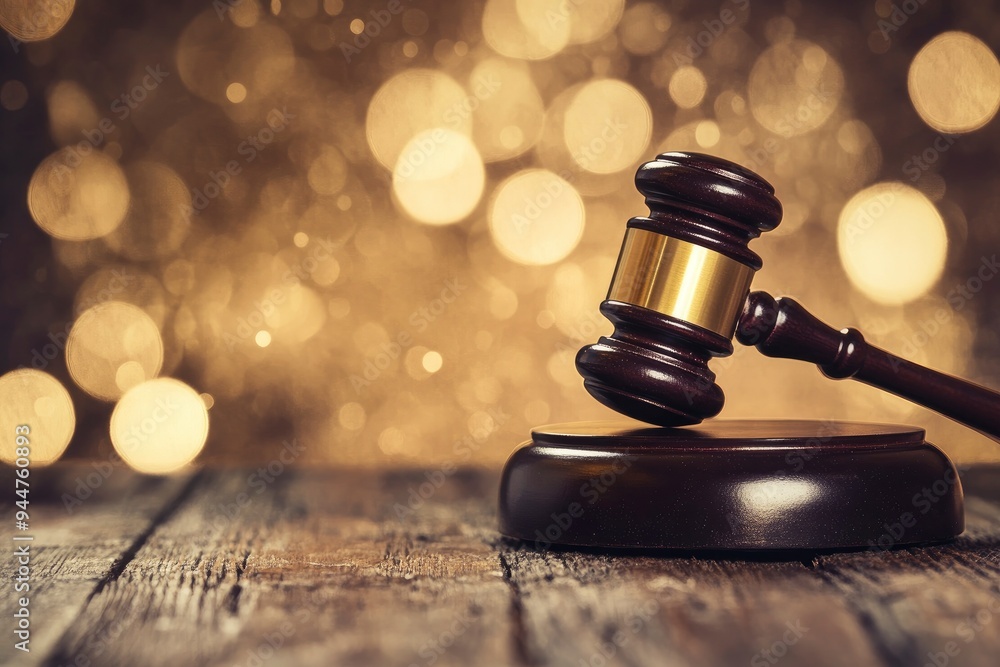 Gavel And Block On Wooden Desk With Bokeh Background - Law And Justice / Auction Concept with generative ai Gavel And Block On Wooden Desk With Bokeh Background - Law And Justice / Auction Concept with generative ai