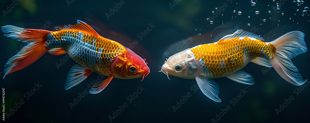 Fototapeta premium two fish swimming in water