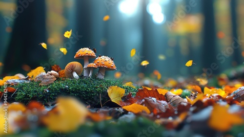 Illustration of a forest floor with mushrooms insects and decaying leaves showing the role of decomposers in an ecosystem