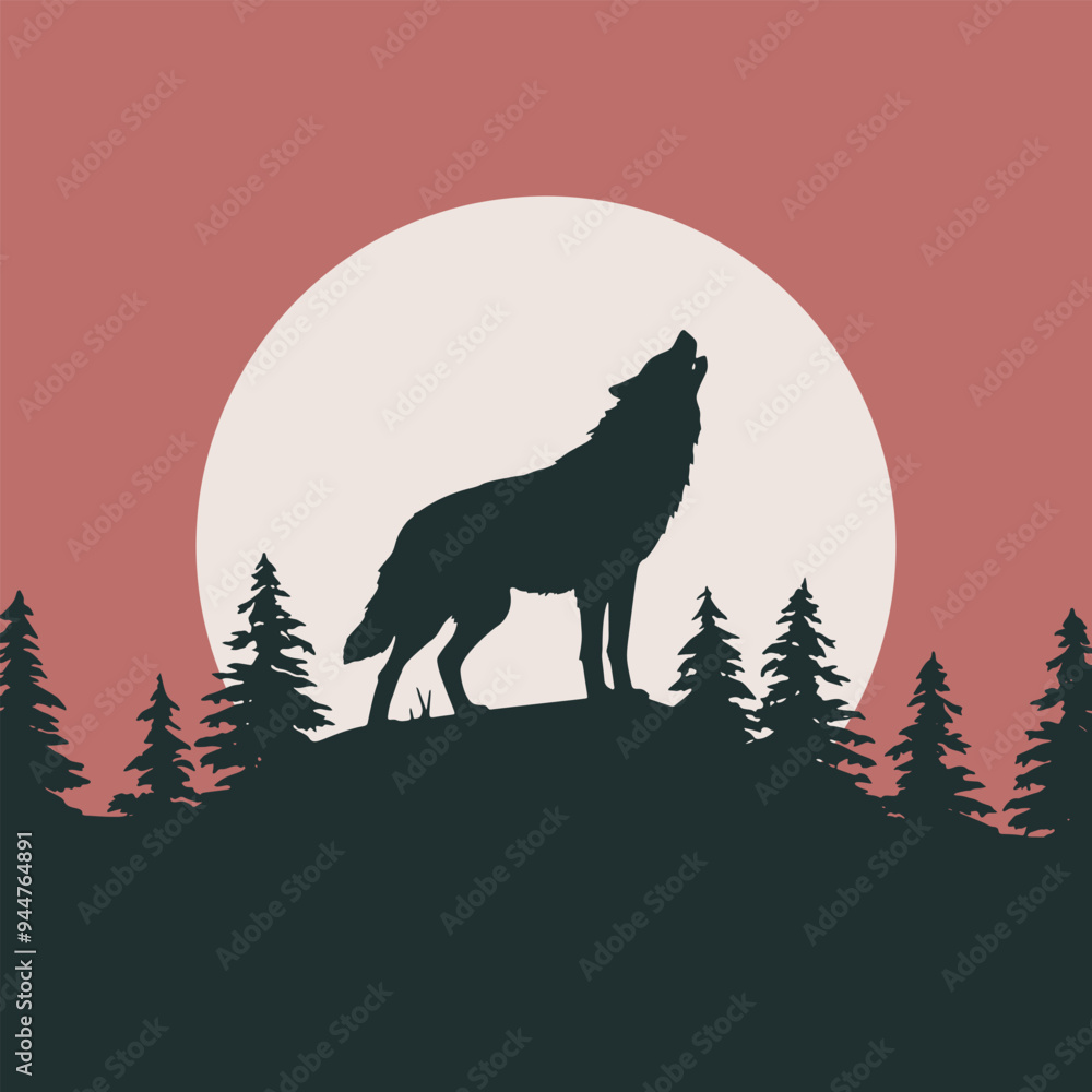 Wolf howling at the full moon Wolf howling at the full moon