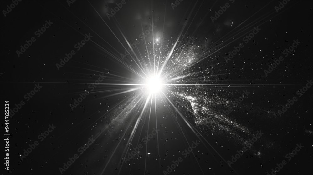 A single lens flare in the center of an all black background A single lens flare in the center of an all black background