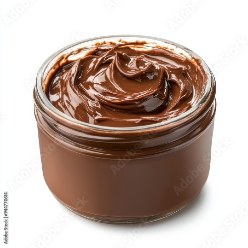 Close-up of Chocolate Spread in a Glass Jar