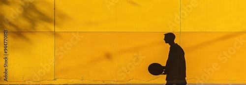 Silhouette of a Person Against a Yellow Wall