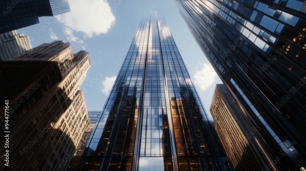 Skyscrapers Reflecting Clouds in a Cityscape Skyscrapers Reflecting Clouds in a Cityscape