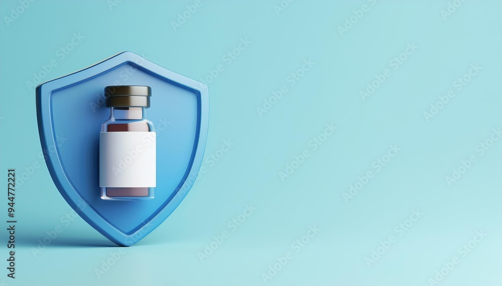 A vaccine vial secured by a protective shield, symbolizing health and safety in modern medicine against diseases. A vaccine vial secured by a protective shield, symbolizing health and safety in modern medicine against diseases.