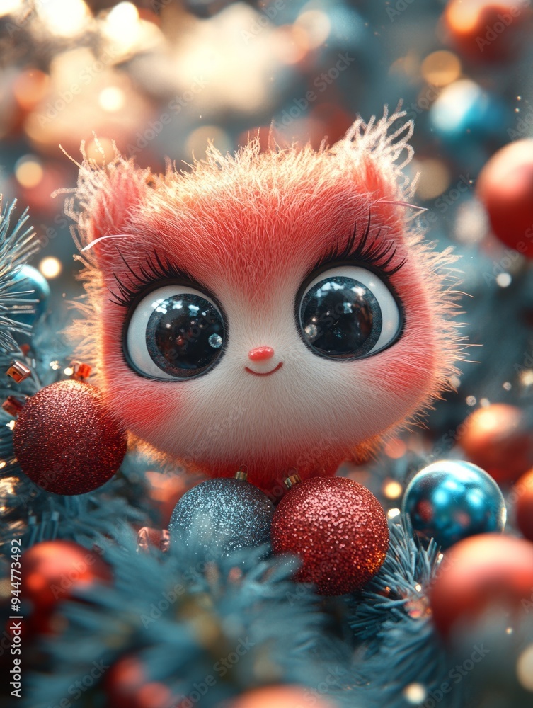 Whimsical Claymation Christmas Card with Decorative Baubles in Ultra HD 3D Animation Style Whimsical Claymation Christmas Card with Decorative Baubles in Ultra HD 3D Animation Style