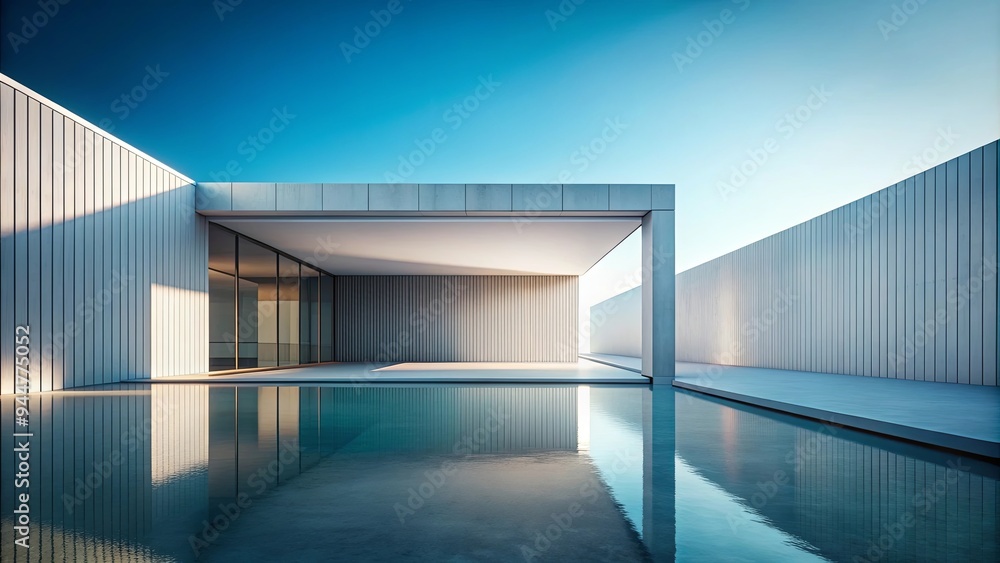 Obraz premium Minimalistic abstract architecture wallpaper with clean lines and geometric shapes, minimalist, abstract, architecture, desktop