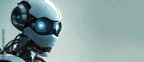 Futuristic Robot Head with Glowing Eyes