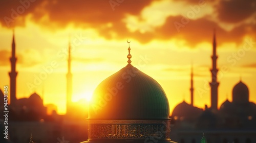 make me a background about the birthday of the prophet muhammad 4k, realistic, and copy-space with generative ai