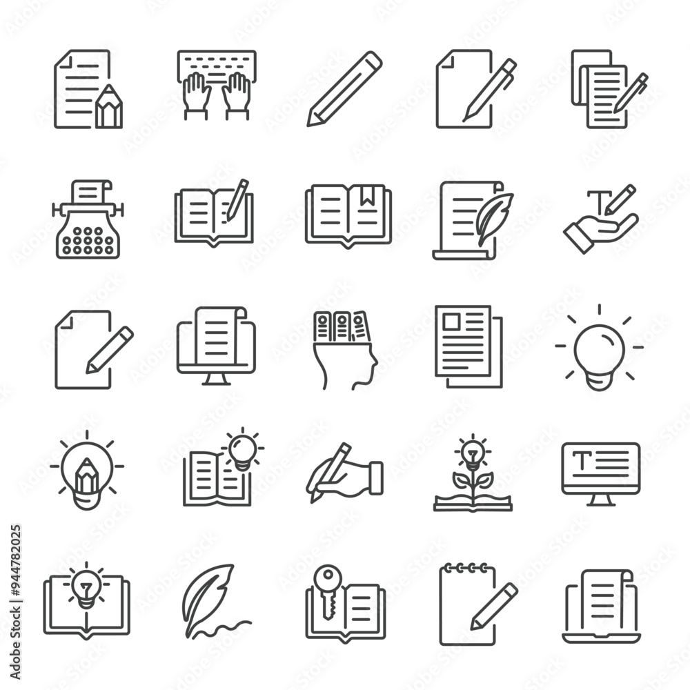 Copywriting line icons collection. Editable stroke. For website marketing design, logo, app, template, ui, etc. Vector illustration. Copywriting line icons collection. Editable stroke. For website marketing design, logo, app, template, ui, etc. Vector illustration.