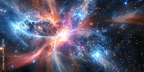 Wallpaper Mural A celestial event in a distant galaxy, with supernovae exploding, new stars forming, and cosmic waves rippling through space Torontodigital.ca