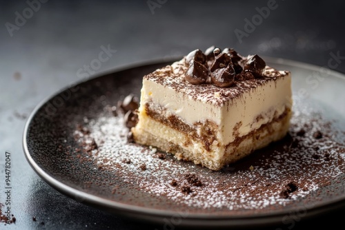 Close-up of a Delicious Tiramisu Dessert