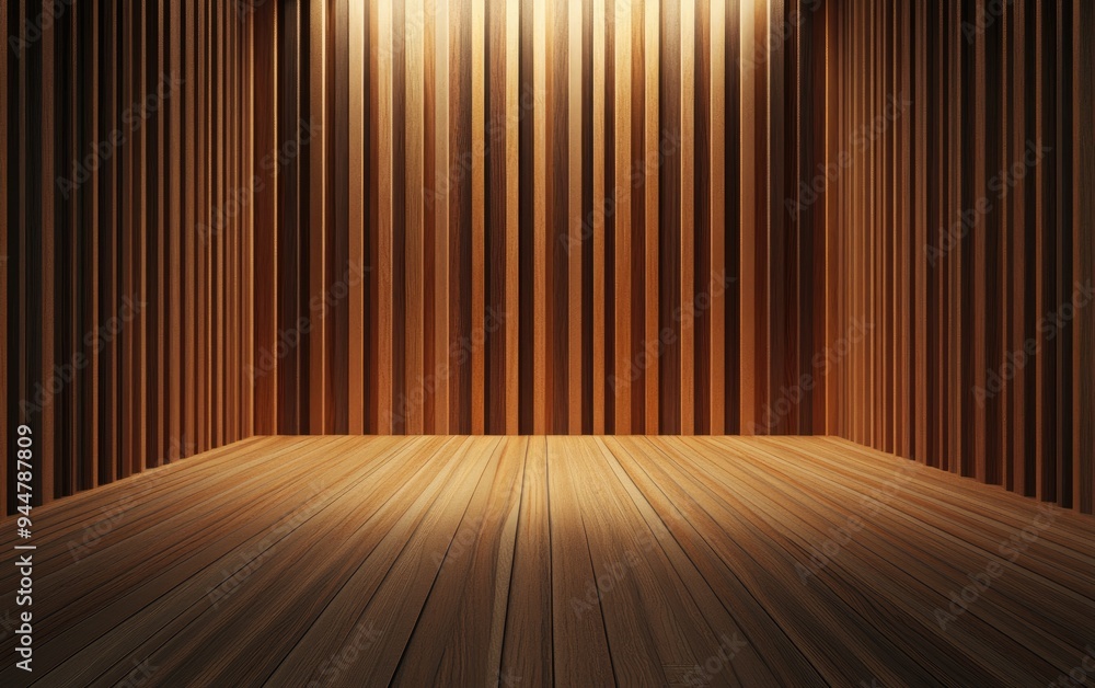 3D rendering of wooden walls and floor for background