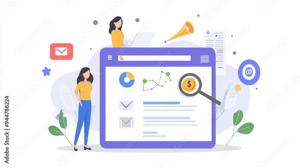 Business Analytics and Marketing Strategy Illustration Business Analytics and Marketing Strategy Illustration