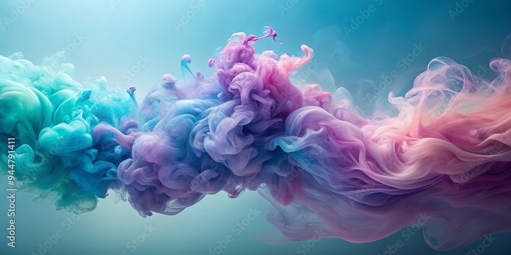Aqua smoke swirling in a symphony of colors against a backdrop of soft lavender and powder blue , Aqua Aqua smoke swirling in a symphony of colors against a backdrop of soft lavender and powder blue , Aqua