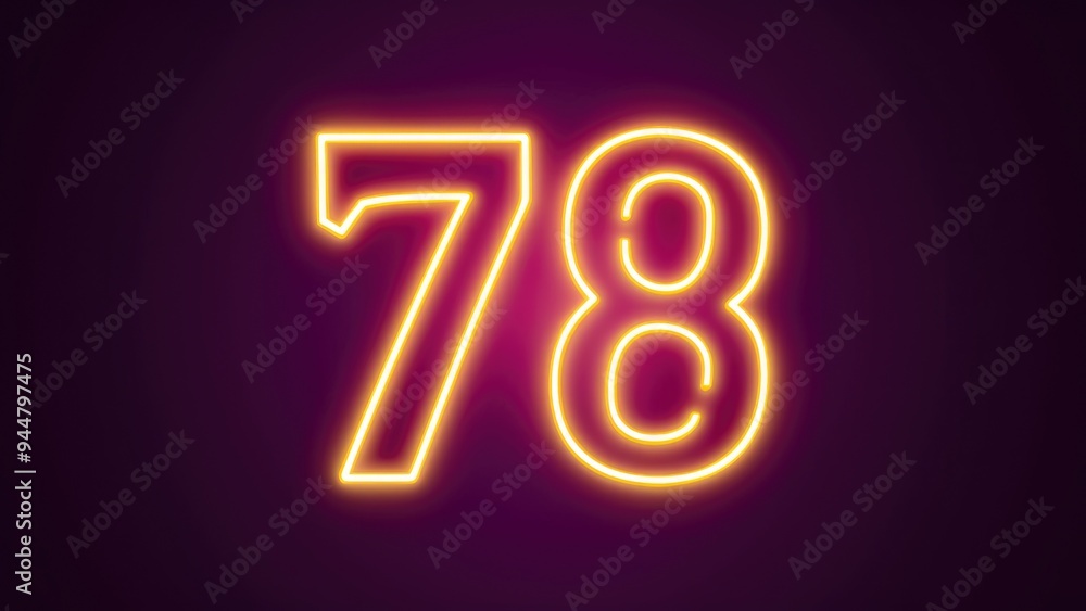 Glowing Neon Number 78 on Dark Background Glowing Neon Number 78 on Dark Background