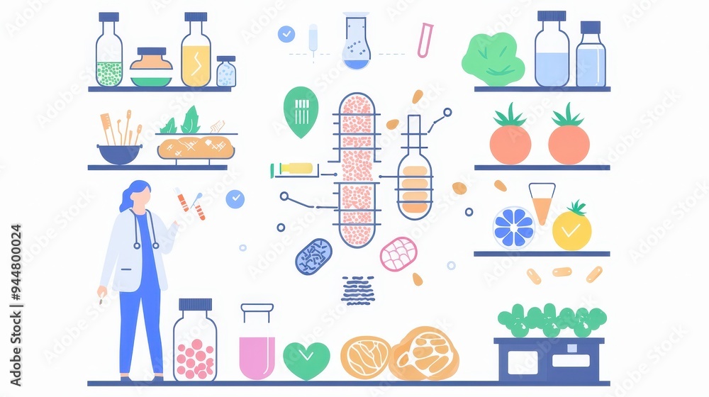 Scientist Studying Food Supplements and Vitamins Scientist Studying Food Supplements and Vitamins