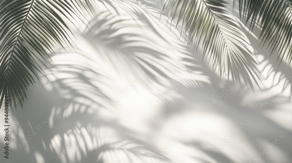 Obraz premium Palm Leaf Shadows on a White Wall