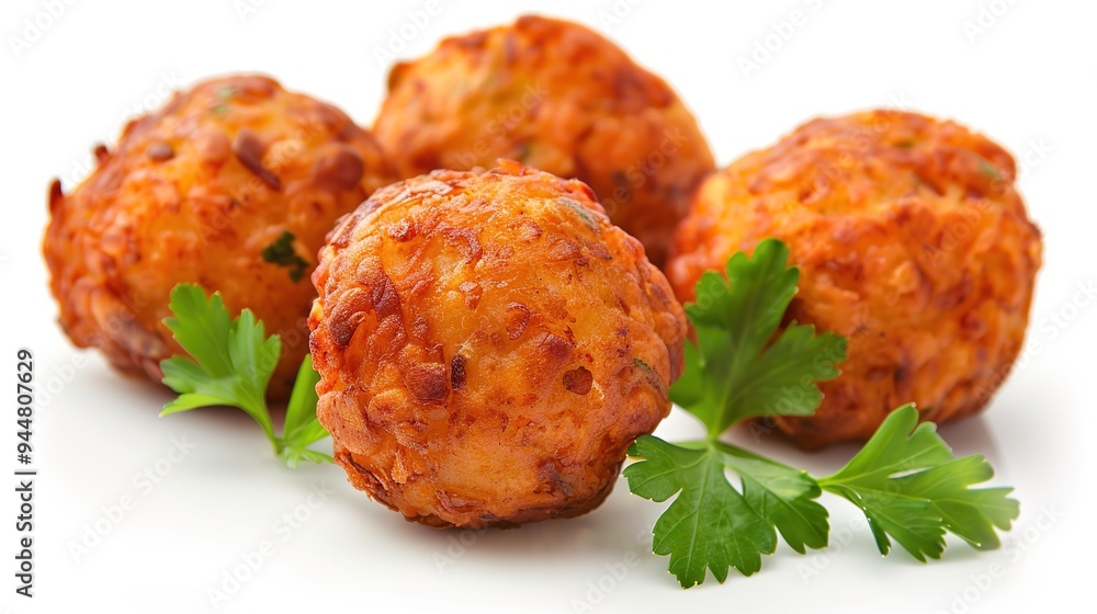 Tempting Fada Fava Fritters Isolated on a White Background, Featuring a Delicious and Appetizing Presentation. Perfect for Showcasing This Traditional Snack with a Crispy Texture and Flavorful Appeal Tempting Fada Fava Fritters Isolated on a White Background, Featuring a Delicious and Appetizing Presentation. Perfect for Showcasing This Traditional Snack with a Crispy Texture and Flavorful Appeal
