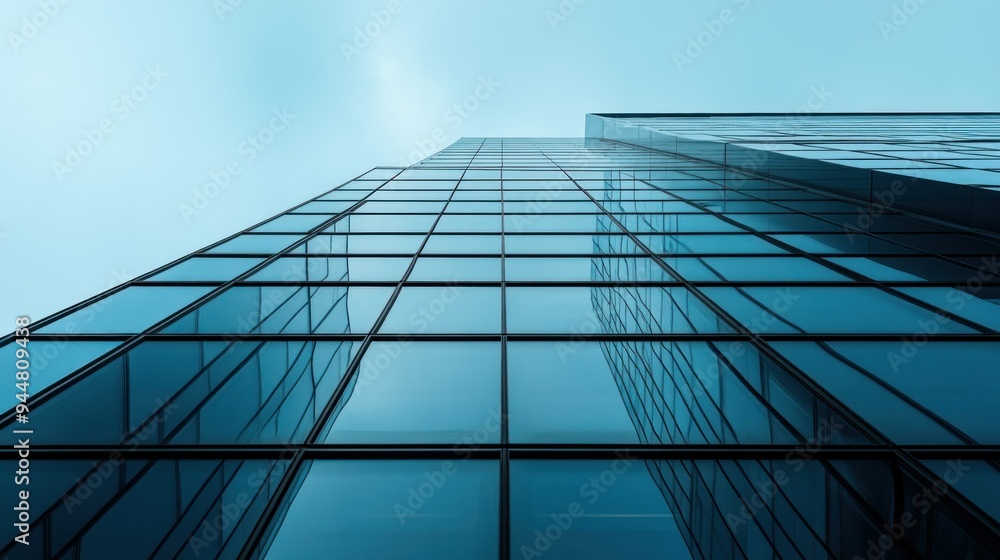 A Low Angle View of a Modern Glass Facade Skyscraper A Low Angle View of a Modern Glass Facade Skyscraper