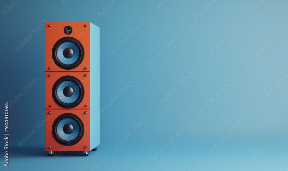 Dynamic Audio Speaker Stack: Vibrant Sound Concept for Music Enthusiasts. Abstract Minimalist Design Showcasing Power of Sound Waves. Ideal for Music Festival Promotions, Audio Equipment Marketing, an Dynamic Audio Speaker Stack: Vibrant Sound Concept for Music Enthusiasts. Abstract Minimalist Design Showcasing Power of Sound Waves. Ideal for Music Festival Promotions, Audio Equipment Marketing, an