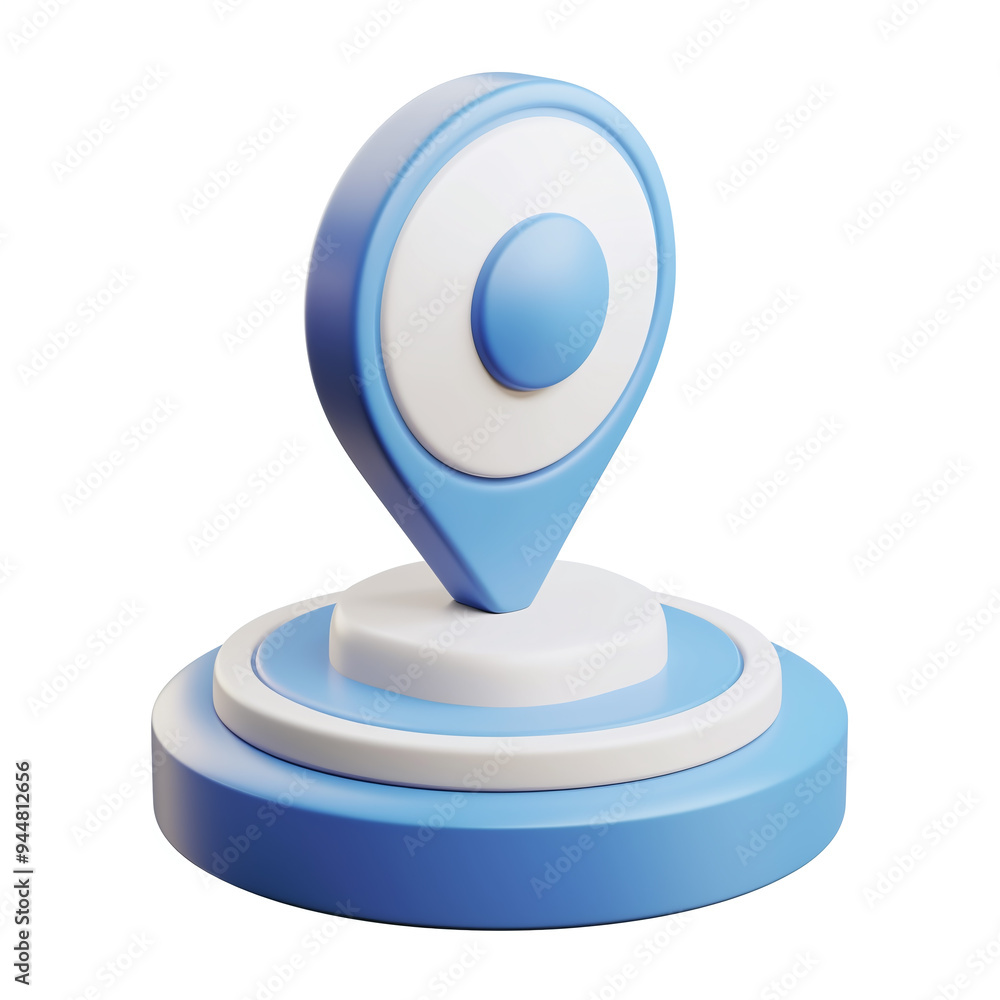 3D Illustration of a Blue Map Pin on a Yellow Platform - Navigation and Location Concept 3D Illustration of a Blue Map Pin on a Yellow Platform - Navigation and Location Concept
