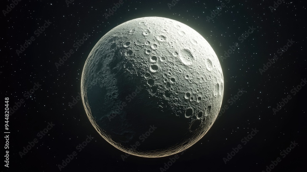 Naklejka premium Cartoon rendering in 3D of a moon