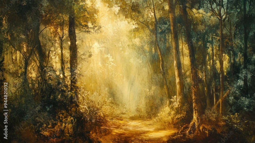 Sunlit Path Through a Dense Forest Sunlit Path Through a Dense Forest