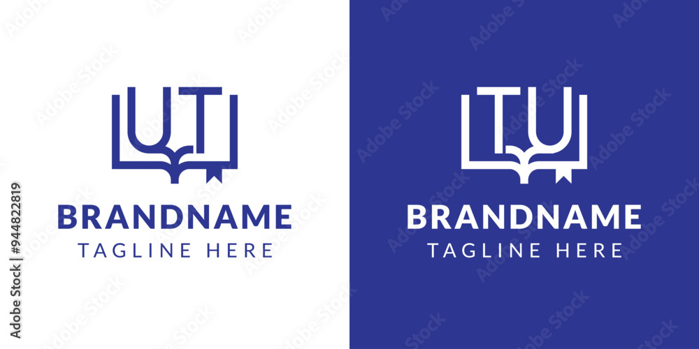 Letters UT and TU Book Logo, suitable for business related to book with UT or TU initials Letters UT and TU Book Logo, suitable for business related to book with UT or TU initials