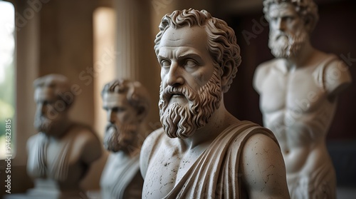 Ancient Greek philosopher statues philosophy blurred.generative.ai