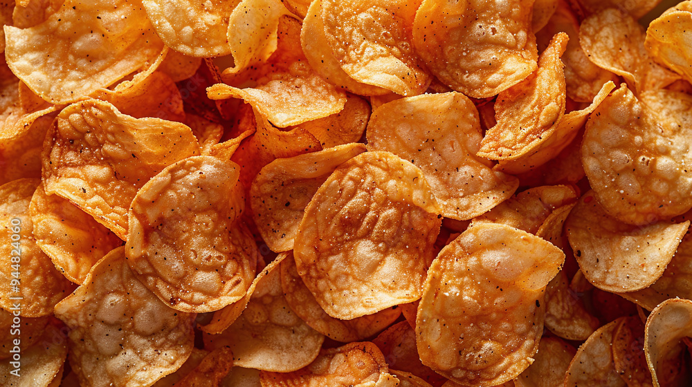 Full Frame of Crispy Golden Potato Chips Full Frame of Crispy Golden Potato Chips