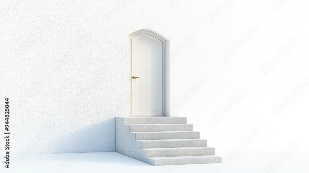 3D representation of steps leading to a door isolated on a white background 3D representation of steps leading to a door isolated on a white background