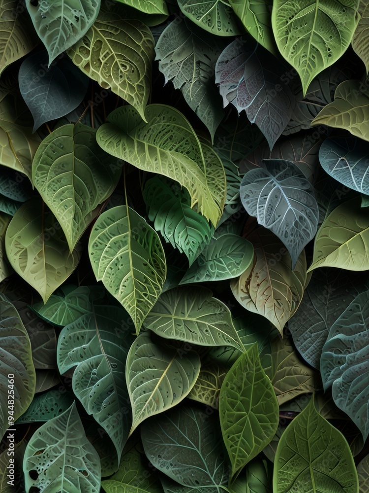 Fototapeta premium A Lush Tapestry of Green and Blue Leaves
