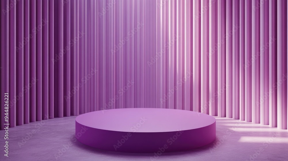 3D illustration of a purple circular podium against a geometric backdrop 3D rendering Minimalist geometric design 3D illustration of a purple circular podium against a geometric backdrop 3D rendering Minimalist geometric design